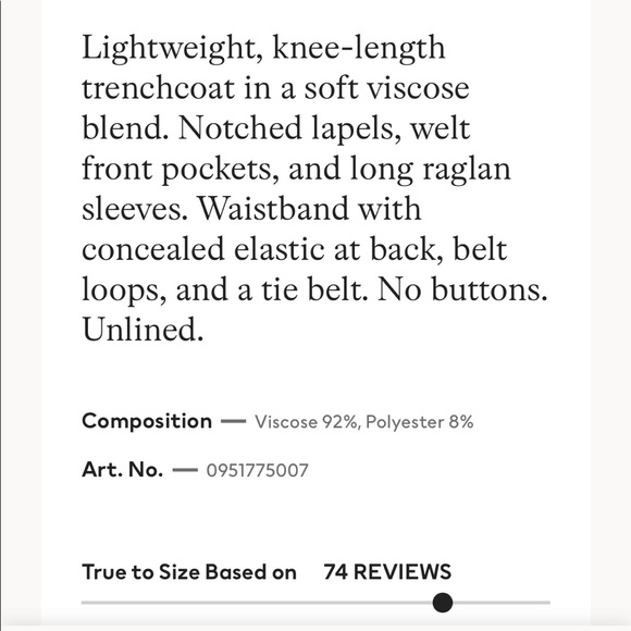 H&M Women’s Tan Brown Tie Belt Lightweight Trenchcoat - Picture 5 of 13